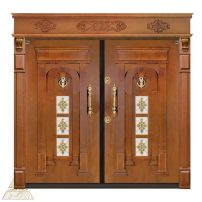 درب ضد سرقت سارای دو لنگه شیشه خور قهوه ای